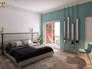 3D interior rendering of Master Bedroom Design by 3D interior design studio, New York City, New York, Yantram Animation Studio Corporation Yantram Animation Studio Corporation Small bedroom Wood Wood effect