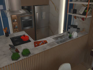 Cozinha Integrada - Conceito Aberto, PD Reforme&Decore PD Reforme&Decore Modern style kitchen Wood-Plastic Composite