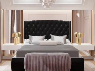 Kobieca sypialnia z garderobą, Milchina Design Milchina Design Modern Bedroom Black