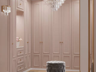 Kobieca sypialnia z garderobą, Milchina Design Milchina Design غرفة نوم Grey