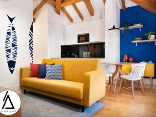 Projeto - Design de interiores - Apartamento 1 ON, Areabranca Areabranca Soggiorno in stile mediterraneo