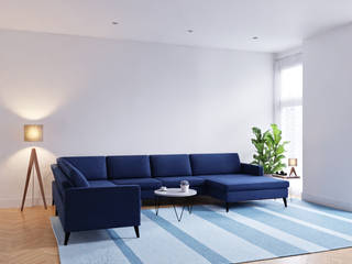 Wohnlandschaft blau Casarista Moderne Wohnzimmer Blau Sofa nach maß, Sofa selbst zusammenstellen, Sofa-Konfigurator, Sofa konfigurieren, Couch, Wohnlandschaft, U-Sofa, Sofa blau