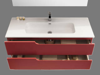 Arredo bagno moderno sospeso 120x46x52H con specchio in 5 colori , Bagno Italia Bagno Italia ห้องน้ำ แผ่น MDF