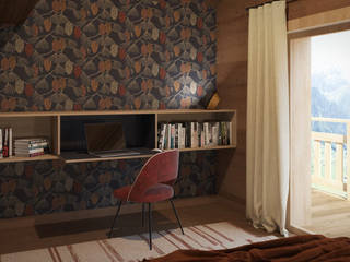 Une chambre parentale automnale, Studio Coralie Vasseur Studio Coralie Vasseur Modern style bedroom Wood Wood effect