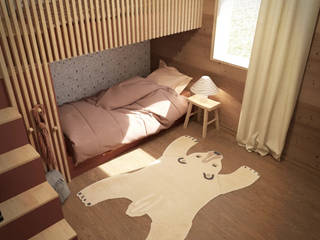 Une chambre d'enfant dans un chalet, Studio Coralie Vasseur Studio Coralie Vasseur Chambre d'enfant moderne Bois Effet bois