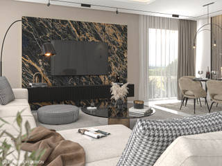 Glamour und Kontraste: dynamisches Interior Design, ED INTERIOR DESIGN ED INTERIOR DESIGN Moderne Wohnzimmer Marmor