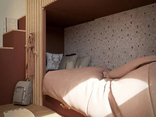 Une chambre d'enfant dans un chalet, Studio Coralie Vasseur Studio Coralie Vasseur 모던스타일 아이방 우드 우드 그레인