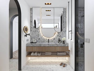 Modernes Badezimmer mit Terrazzo , ED INTERIOR DESIGN ED INTERIOR DESIGN Salle de bain moderne Pierre Gris
