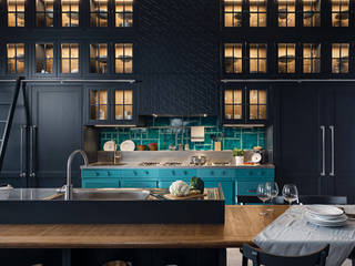 Cocina Icon, Marchi Cucine - Dialma Brown MX Marchi Cucine - Dialma Brown MX Eclectic style kitchen Solid Wood Blue