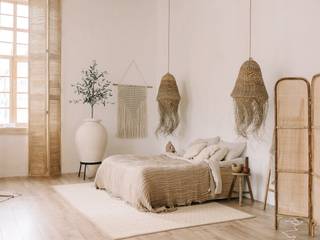 Quarto duplo eco natural destinado a alojamento local, Jo Decor Jo Decor ラスティックスタイルの 寝室