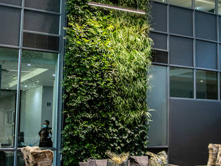 Indoor Vertical Garden in Top Business Block , Living Green Walls Living Green Walls Tropical style corridor, hallway & stairs