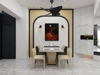 Thiết kế căn hộ 125m2 phong cách Indochine tại Hà Nội, Nội Thất An Lộc Nội Thất An Lộc ห้องทานข้าว