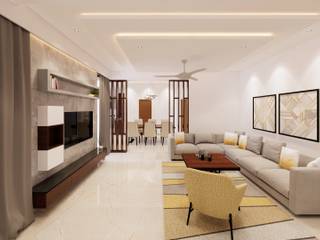 Shantanu Residence, Ravi Prakash Architect Ravi Prakash Architect Minimalistische Wohnzimmer Sperrholz