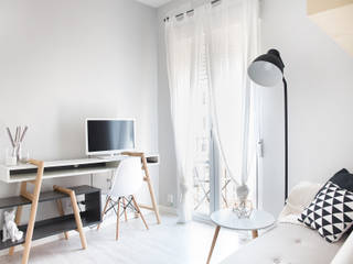 Apartamento en el centro de Madrid, Proyectos 9 Arquitectura SC Proyectos 9 Arquitectura SC Skandinavische Wohnzimmer Weiß