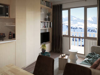 Un studio montagne à Belle-Plagne, Studio Coralie Vasseur Studio Coralie Vasseur Modern living room