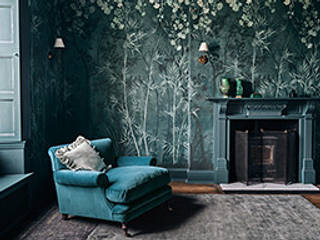PLUMA COLLECTION of WALLPAPERS, FABRICS and CUSH… , Shades Interiors Shades Interiors Paredes y pisos clásicos