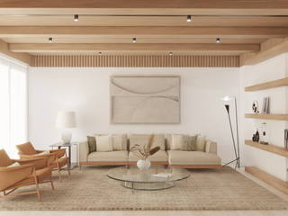 Sala de Estar NURE Interiores Salas de estar modernas Luxo, cores neutras,madeira,branco,bege,conforto,moderno,rústico,clean,sala de estar,requinte