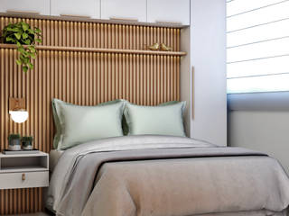 Quarto de Casal Pequeno e Funcional, Vila 03 Arquitetura Vila 03 Arquitetura Small bedroom