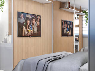 Quarto de Casal Pequeno e Funcional, Vila 03 Arquitetura Vila 03 Arquitetura Small bedroom