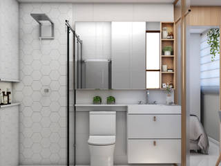 Banheiros Brancos, Vila 03 Arquitetura Vila 03 Arquitetura Baños de estilo minimalista