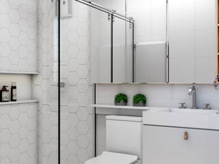 Banheiros Brancos, Vila 03 Arquitetura Vila 03 Arquitetura Baños de estilo minimalista