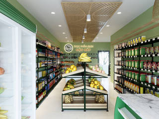 Dự án cửa hàng thực phẩm sạch Đậu Bắp, Anviethouse Anviethouse Espaces commerciaux Bois Effet bois