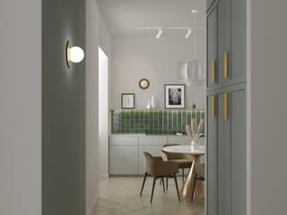 TL home design, IN 26 DESIGN IN 26 DESIGN Modern Corridor, Hallway and Staircase Green