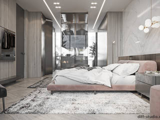 Contemporary house in Paris. Master bedroom., Diff.Studio Diff.Studio Villas