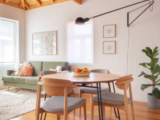Apartamento D+C - Aveiro, MUDA Home Design MUDA Home Design Ruang Keluarga Gaya Skandinavia
