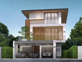 แบบบ้าน 3 ชั้น สไตล์โมเดิร์นทรอปิคอล, AR93 Design AR93 Design Casas unifamiliares