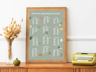 Affiche fruits et légumes de saison - illustration, Green and Paper Green and Paper غرف اخرى