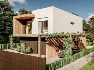 Proyecto de casa unifamiliar en entorno urbano, GARLIC arquitectos GARLIC arquitectos Casas unifamilares