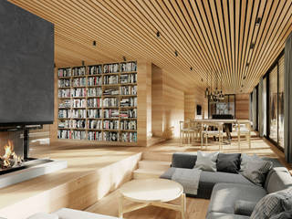 Interior visualizations of a modern-design home, Render Vision Render Vision Wooden houses