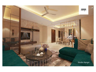 Contemporary theme interior for 3BHK (mahima elanza), Studio Kangri Studio Kangri Living room