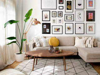 Blanco, Beige y fibras, Banana Home Agency Banana Home Agency Moderne Wohnzimmer