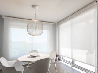 Estores enrollables en villa minimalista, Saxun Saxun Minimalistische Esszimmer