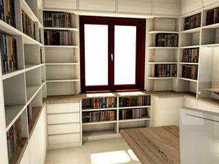 Libreria su intere pareti, Falegnamerie Design Falegnamerie Design Studio moderno Legno Effetto legno