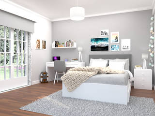 Quarto de menina com aproveitamento de sótão, Oficina Rústica Oficina Rústica Master bedroom