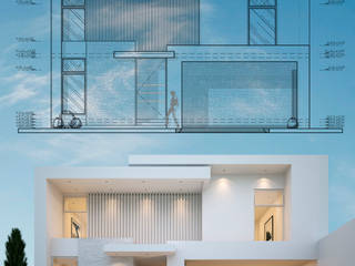 Diseño de fachada casa minimalista , Juan Pedraza Arquitecto Juan Pedraza Arquitecto บ้านเดี่ยว