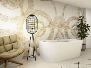 Schöne luftige Wandgestaltung. Wanne mit Wandaschluss., Baddesign Tanja Maier Baddesign Tanja Maier Eclectic style bathroom