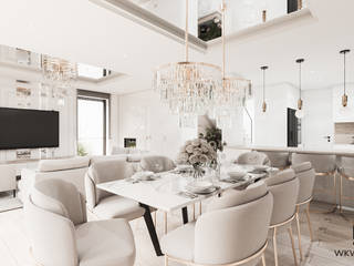 Salon, kuchnia i jadalnia w stylu glamour, Wkwadrat Architekt Wnętrz Toruń Wkwadrat Architekt Wnętrz Toruń Living room