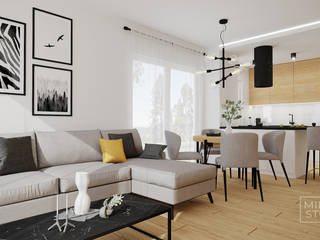 Projekt wnętrz mieszkania w Lublinie, Miliart Studio Milena Wójtowicz Projektowanie Wnętrz Lublin Miliart Studio Milena Wójtowicz Projektowanie Wnętrz Lublin Modern living room