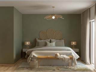 Quarto de casal Boho chic, Letícia Gurgel design de interiores Letícia Gurgel design de interiores Master bedroom