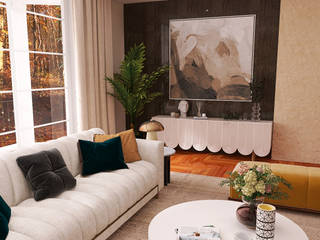 Wohnzimmer mit runden Formen, Anna Bergner Interior Design Anna Bergner Interior Design Moderne Wohnzimmer