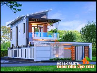 Biệt thự 2 tầng mái lệch 85m2 kiến trúc đẹp hiện đại, Công ty TNHH TKXD Nhà Đẹp Mới Công ty TNHH TKXD Nhà Đẹp Mới Villa