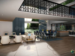 Swinfen Villa’s Interior in Miami by 3D Interior Designers at 3D Architectural Rendering Studio, Yantram Architectural Design Studio Corporation Yantram Architectural Design Studio Corporation Ruang Keluarga Gaya Country