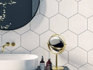 Porcelain Hexagon Floor Tiles and Wall Tiles - Royale Stones, Royale Stones Limited Royale Stones Limited モダンスタイルの お風呂