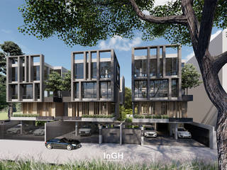 PHO-Home Office, InGH Architects co.,ltd (บจก.อินจีเอช สถาปนิก) InGH Architects co.,ltd (บจก.อินจีเอช สถาปนิก) منزل عائلي صغير