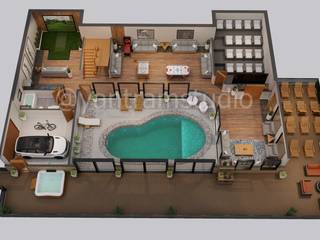 3D Floor Plan Creator Created an 3D Floor Plan of a Multi-Family House Suitable For Miami, Florida, Yantram Architectural Design Studio Corporation Yantram Architectural Design Studio Corporation Rumah keluarga besar