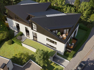 Exterior visualization of a new building with 11 apartment units in Sachsenhausen, Render Vision Render Vision Single family home